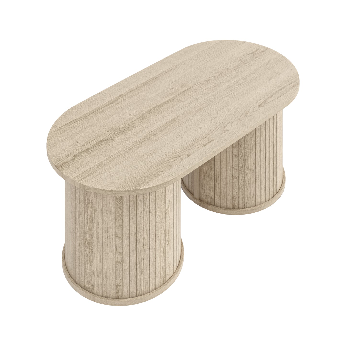 Galano Fluted Oblong Coffee Table with Round Base 39.2" W × 19.5" D × 14.9" H