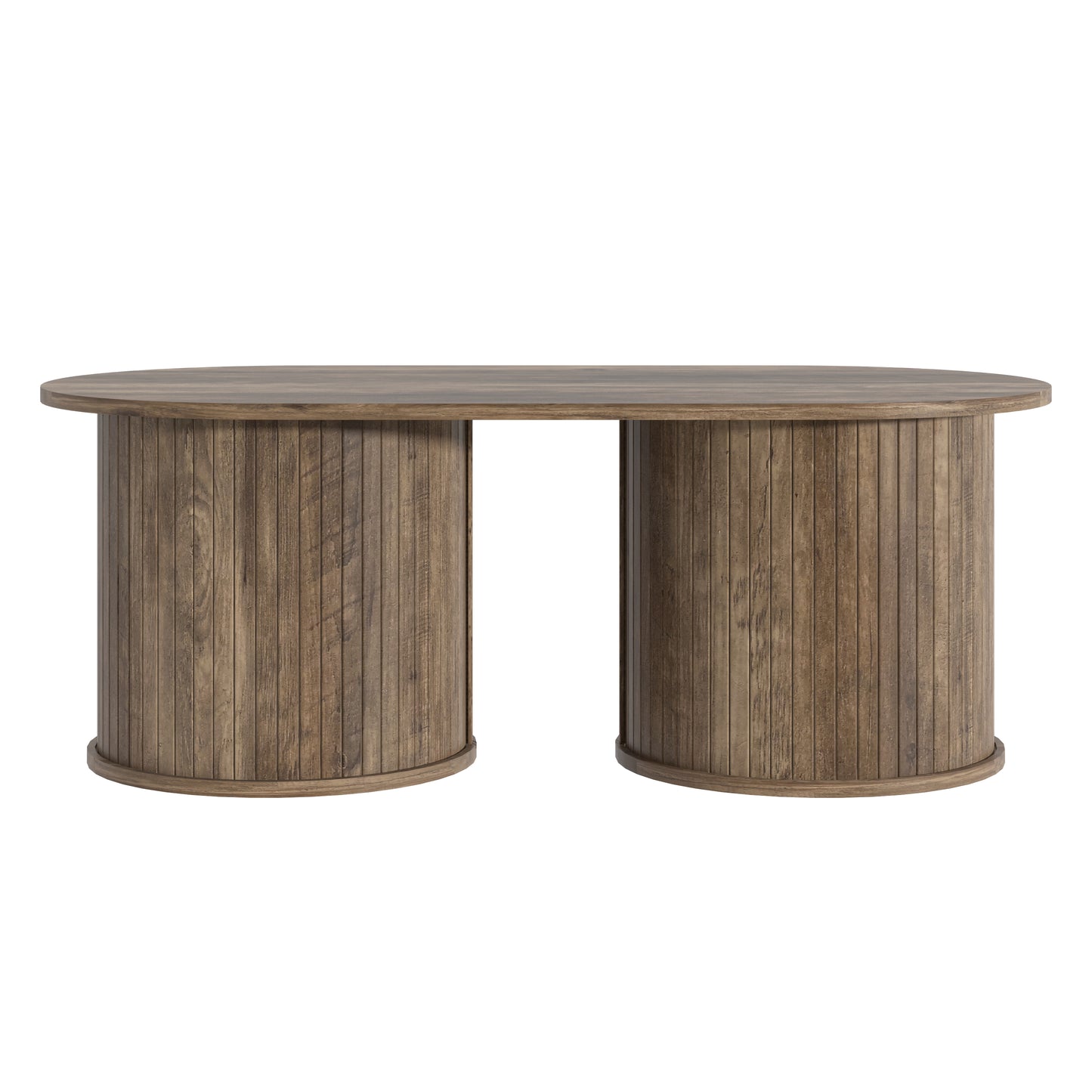 Galano Fluted Oblong Coffee Table with Round Base 39.2" W × 19.5" D × 14.9" H