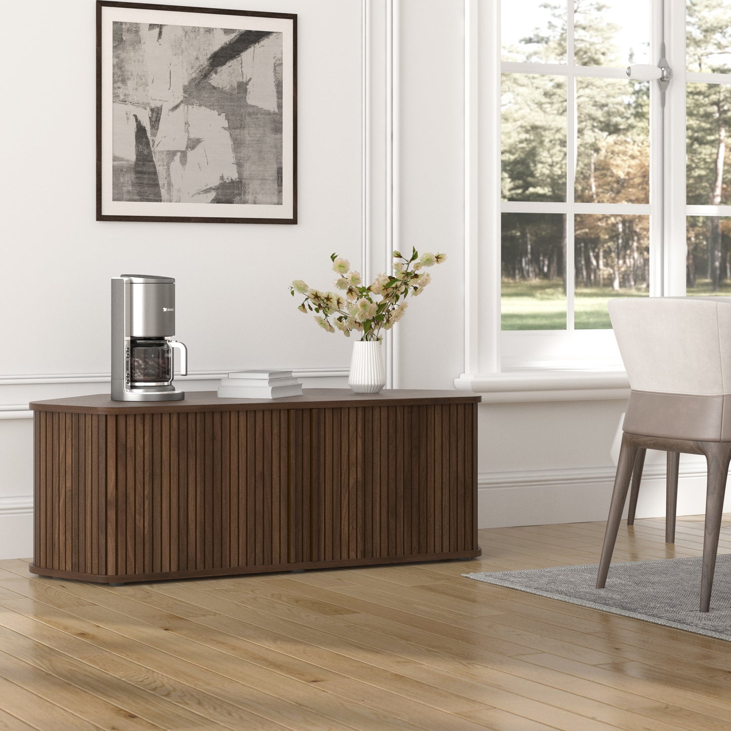 Galano Corner TV Stand with Fluted Doors 43.3" W × 20.0" D × 14.8" H