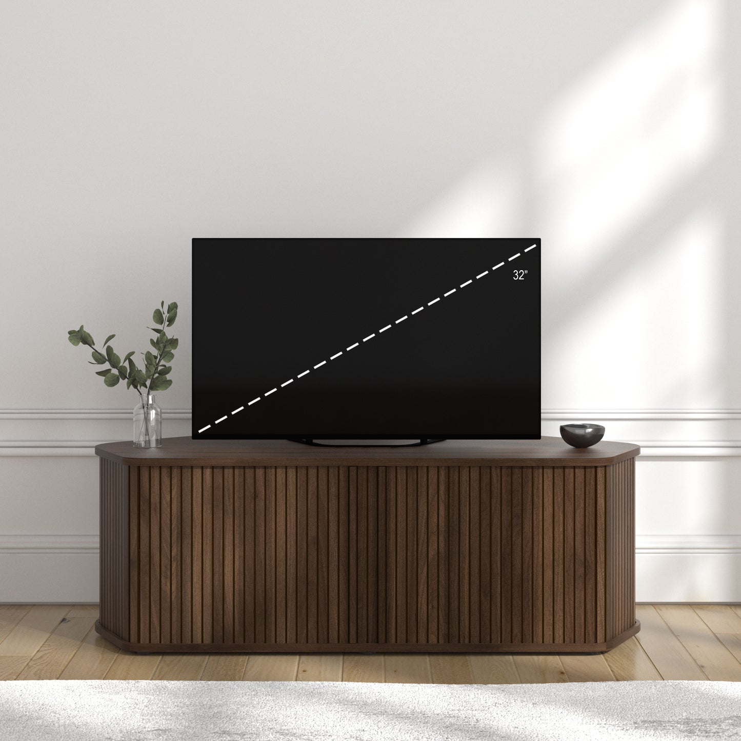 Galano Corner TV Stand with Fluted Doors 43.3" W × 20.0" D × 14.8" H