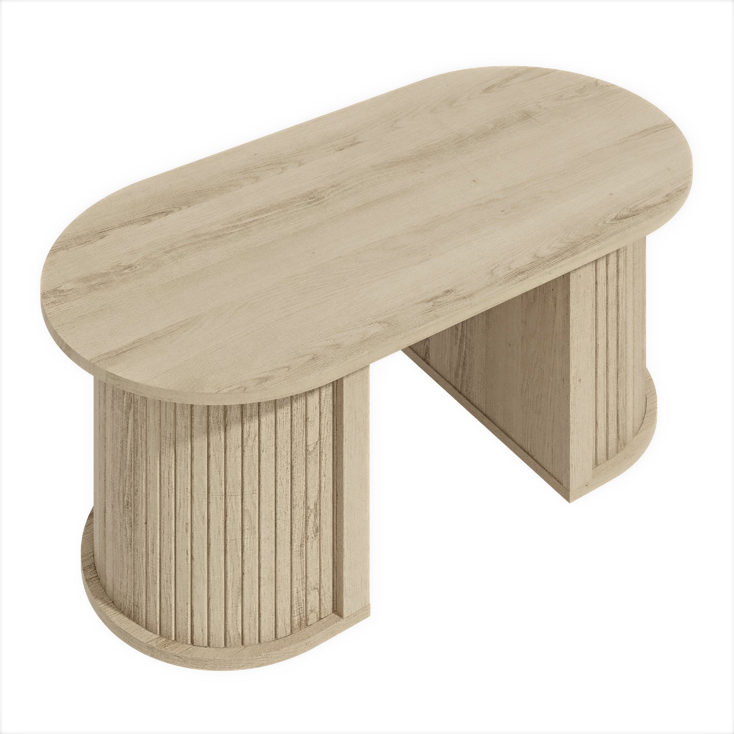 Galano Fluted Oblong Coffee Table with Semi-Round Base 39.2" W × 19.5" D × 14.9" H