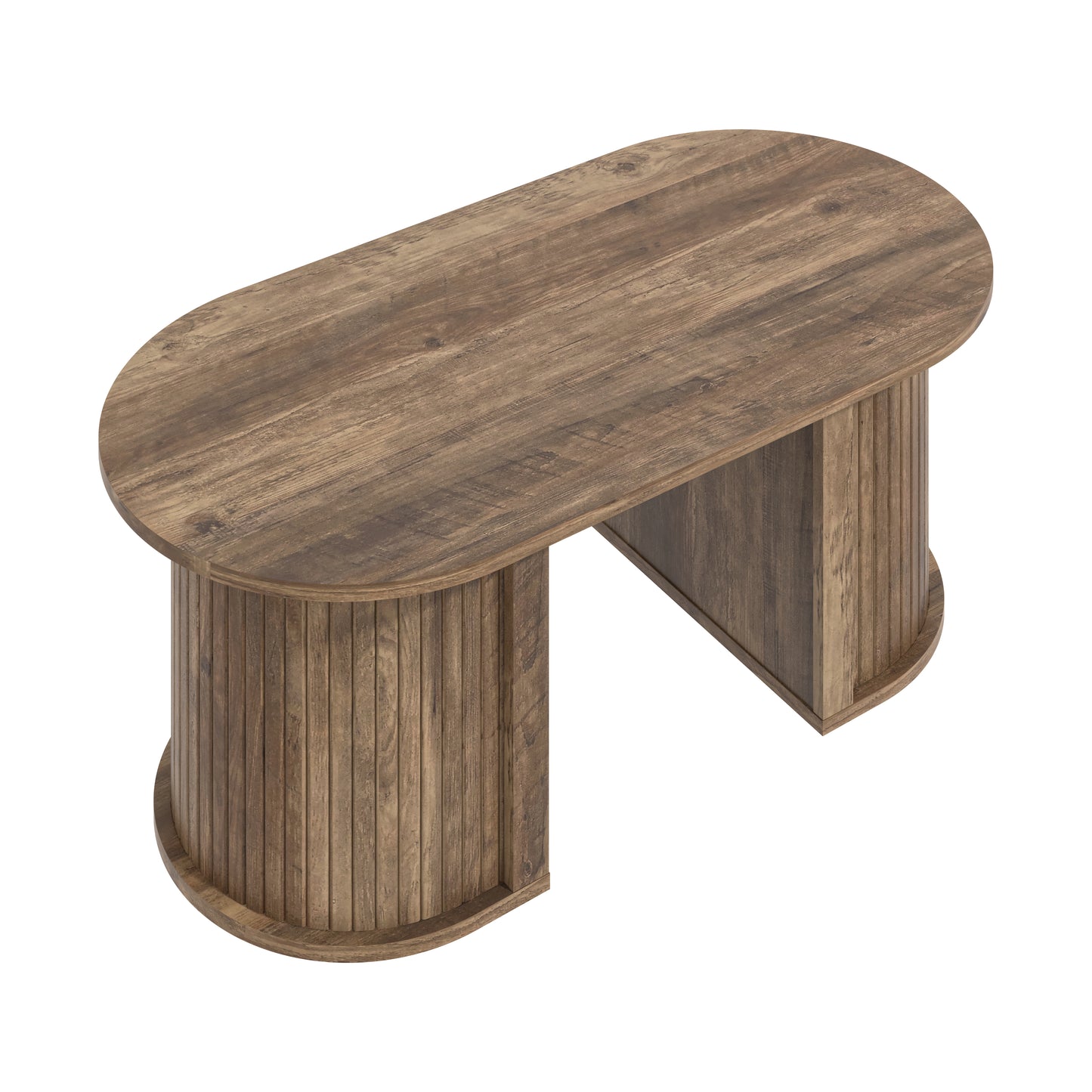 Galano Fluted Oblong Coffee Table with Semi-Round Base 39.2" W × 19.5" D × 14.9" H
