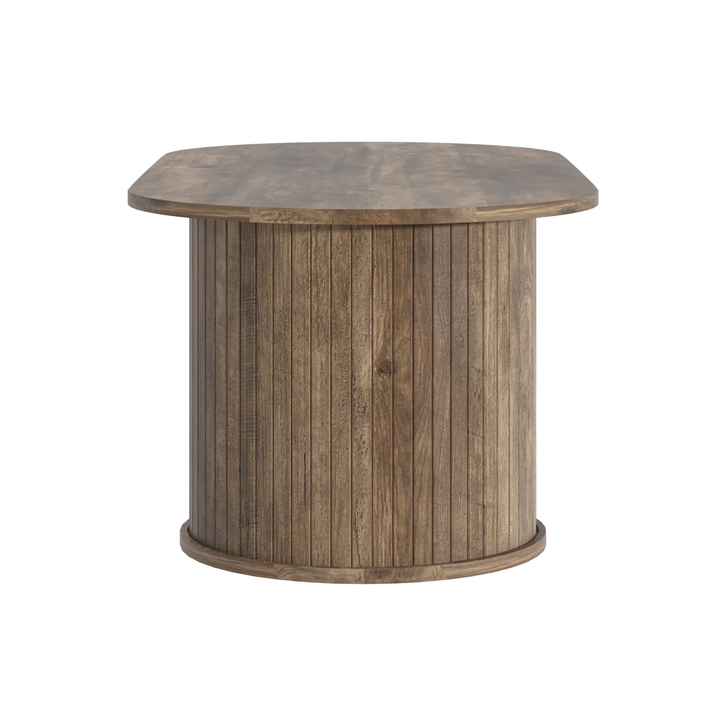 Galano Fluted Oblong Coffee Table with Round Base 39.2" W × 19.5" D × 14.9" H