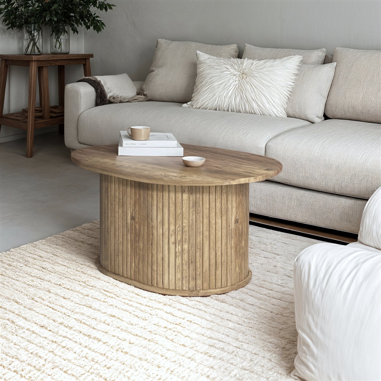 Galano Fluted Oblong Coffee Table 31" W × 21.7" D × 14.9" H
