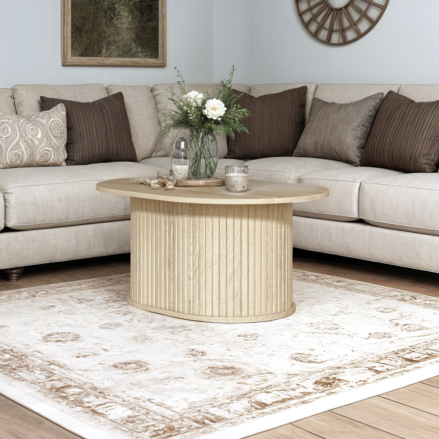 Galano Fluted Oblong Coffee Table 31" W × 21.7" D × 14.9" H
