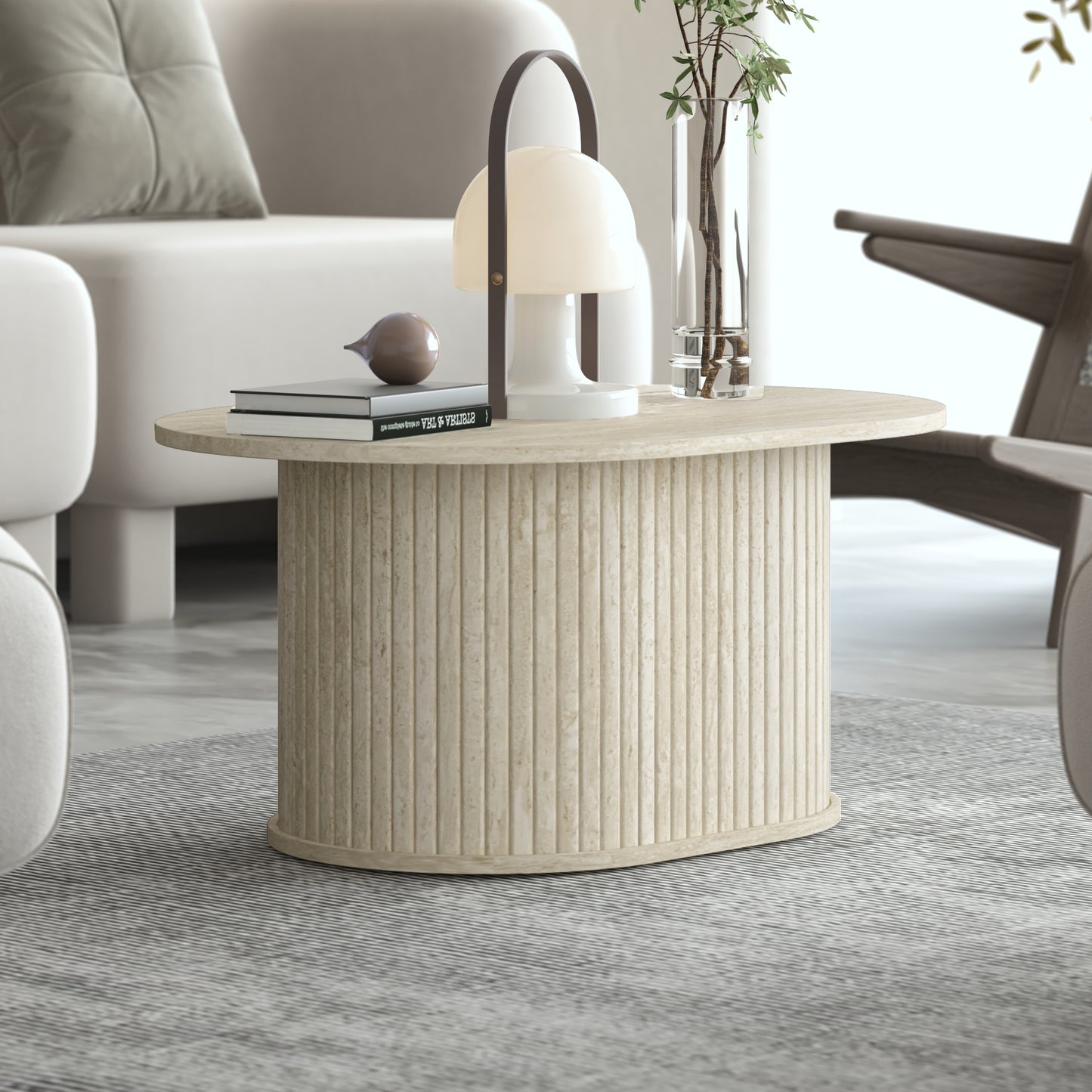 Galano Fluted Oblong Coffee Table 31" W × 21.7" D × 14.9" H
