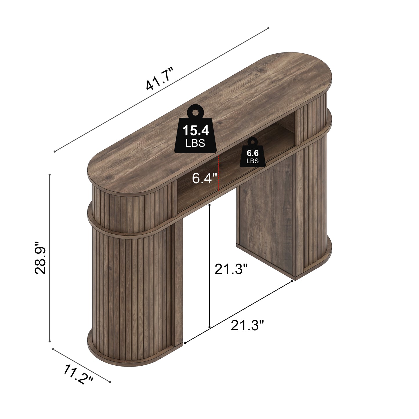 Galano Modern Console Table with Fluted Sliding Door Storage 41.7" W