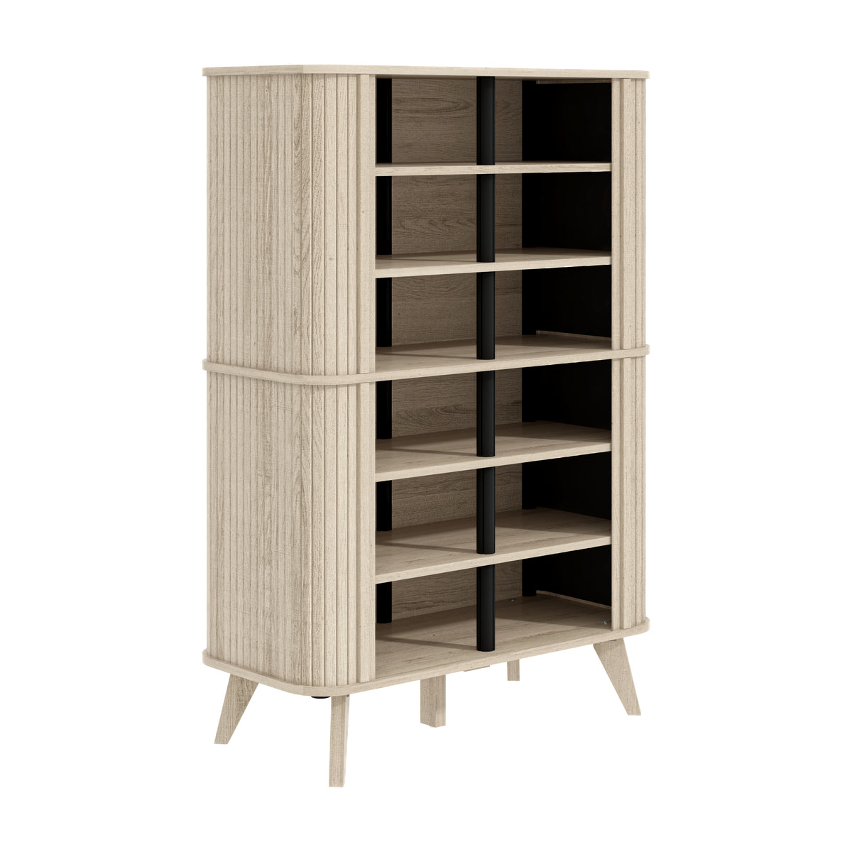 GALANO Shoe Cabinet with Fluted Sliding Doors and 6 Fixed Shelves, 33.5 in Wide