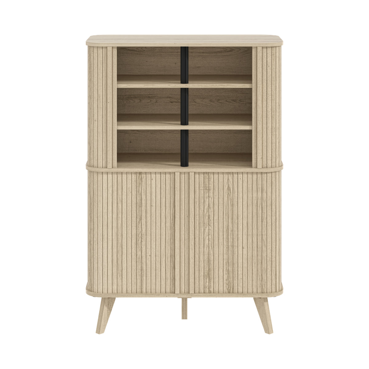 GALANO Shoe Cabinet with Fluted Sliding Doors and 6 Fixed Shelves, 33.5 in Wide
