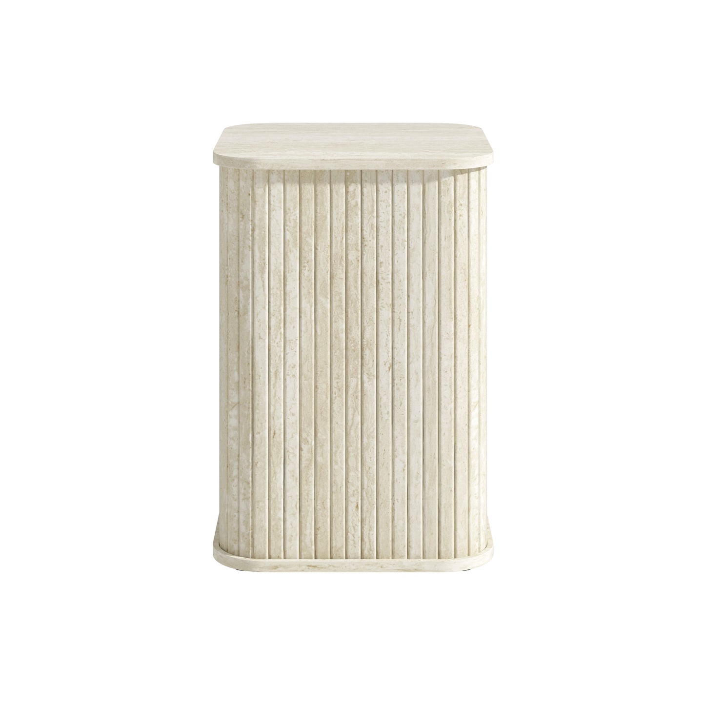Galano Fluted Pedestal End Table with Rounded Square Top 15" W × 15" D × 21.9" H