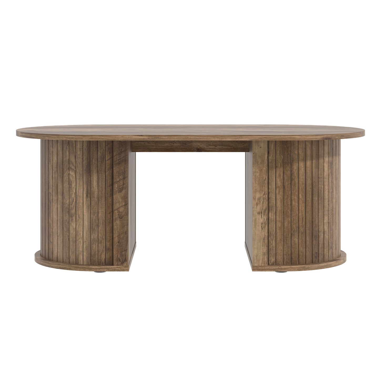 Galano Fluted Oblong Coffee Table with Semi-Round Base 39.2" W × 19.5" D × 14.9" H