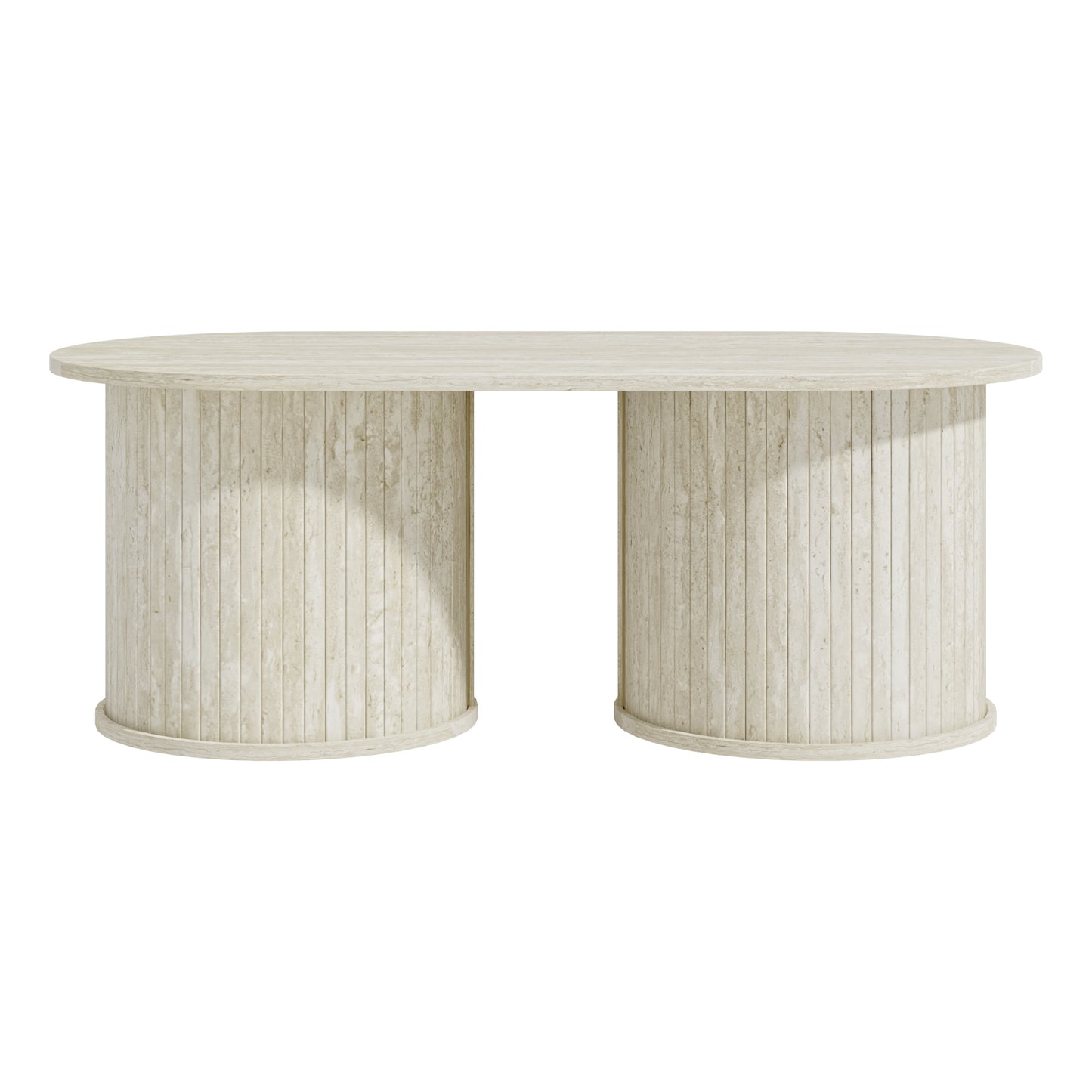 Galano Fluted Oblong Coffee Table with Round Base 39.2" W × 19.5" D × 14.9" H