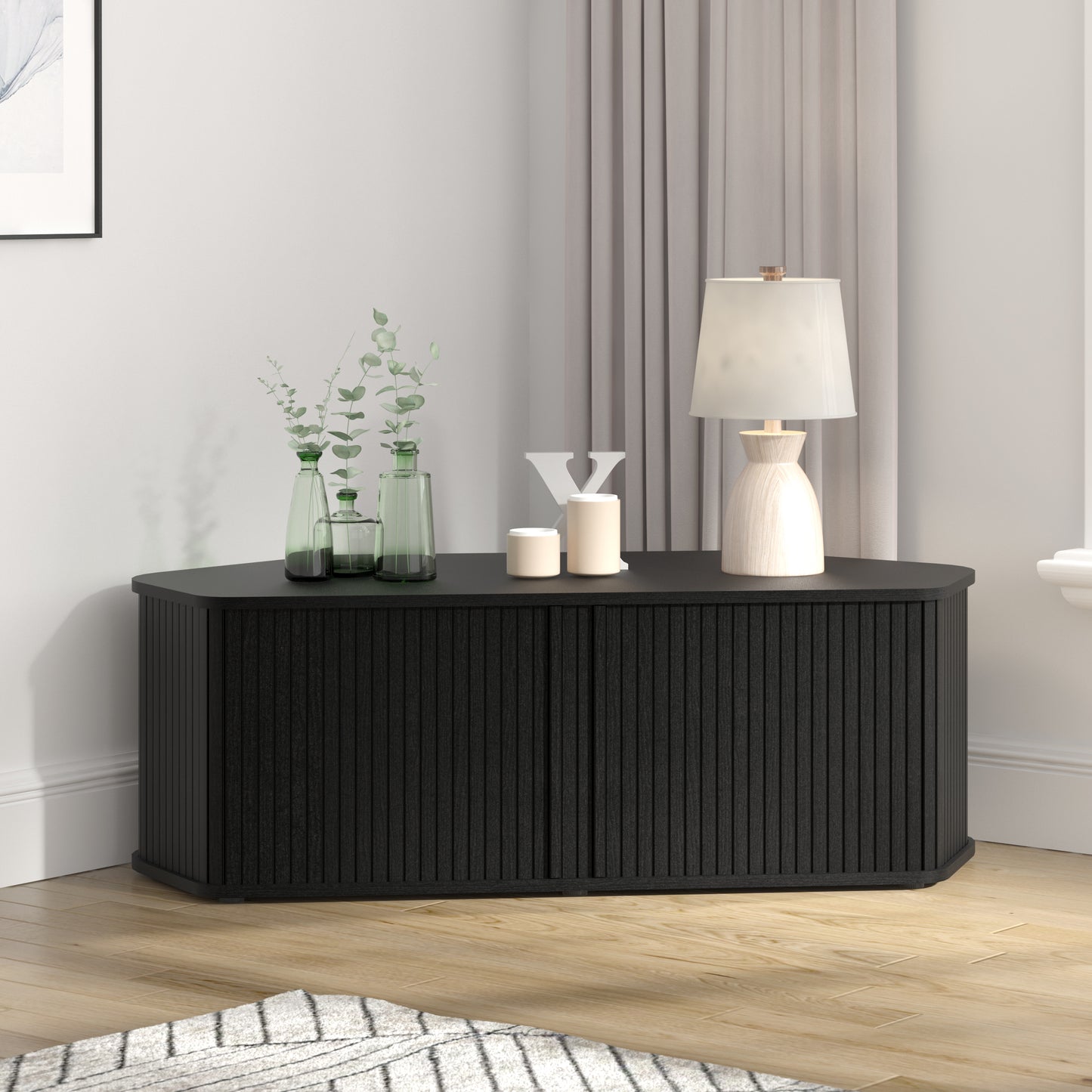 Galano Corner TV Stand with Fluted Doors 43.3" W × 20.0" D × 14.8" H