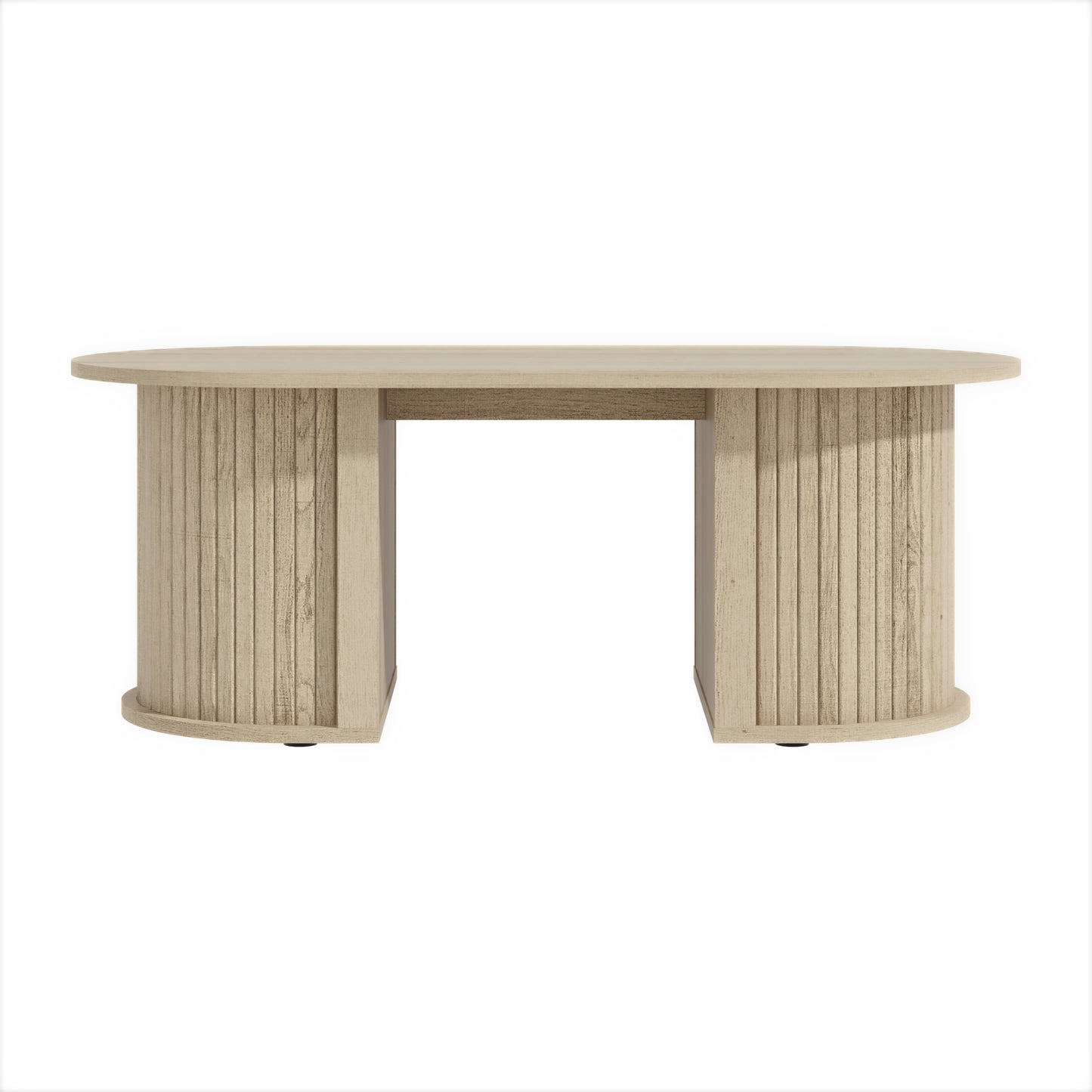 Galano Fluted Oblong Coffee Table with Semi-Round Base 39.2" W × 19.5" D × 14.9" H