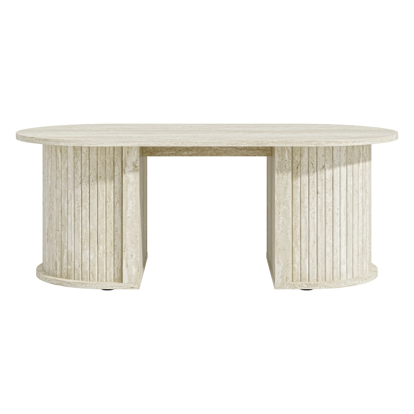 Galano Fluted Oblong Coffee Table with Semi-Round Base 39.2" W × 19.5" D × 14.9" H