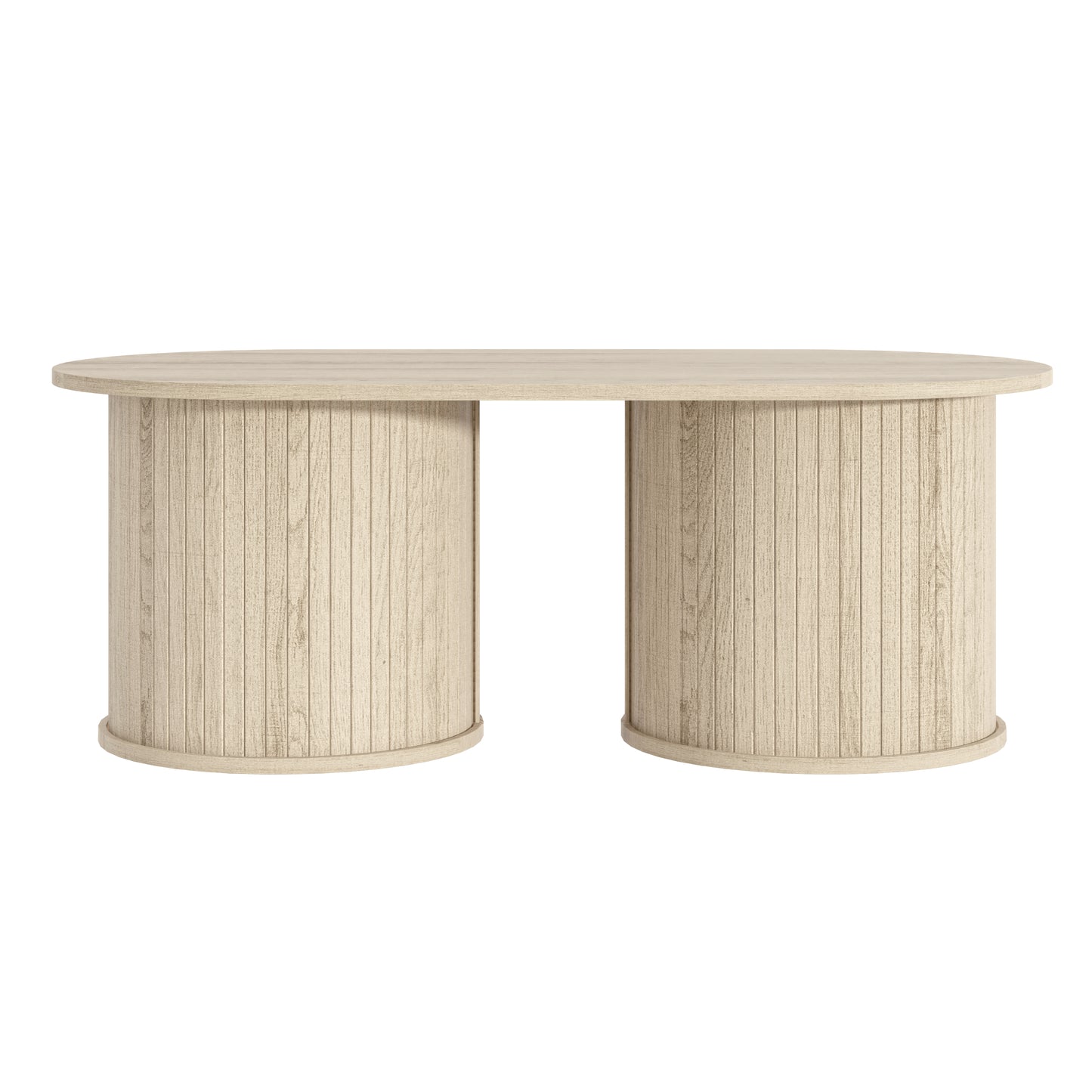 Galano Fluted Oblong Coffee Table with Round Base 39.2" W × 19.5" D × 14.9" H