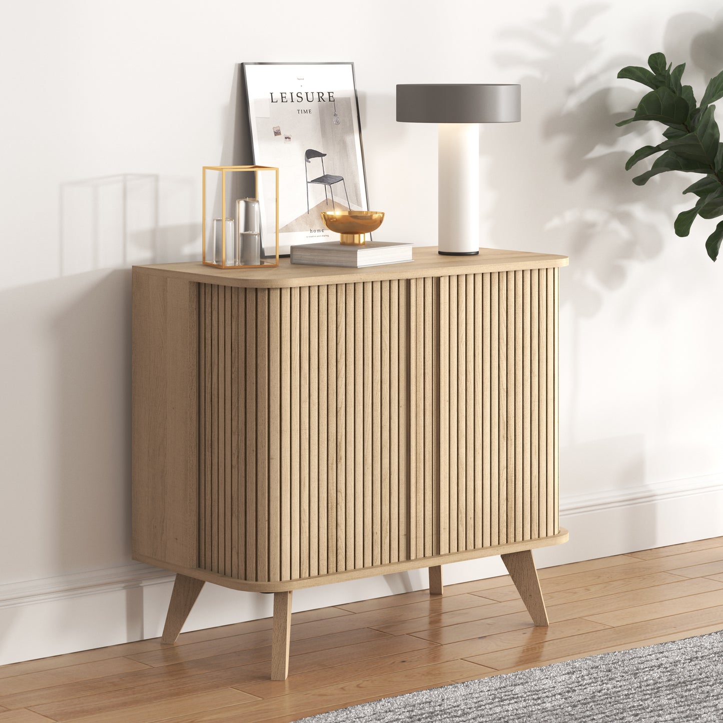 Galano Fluted Door Sideboard Cabinet 27.6" W x 15.6" D x 27.8" H