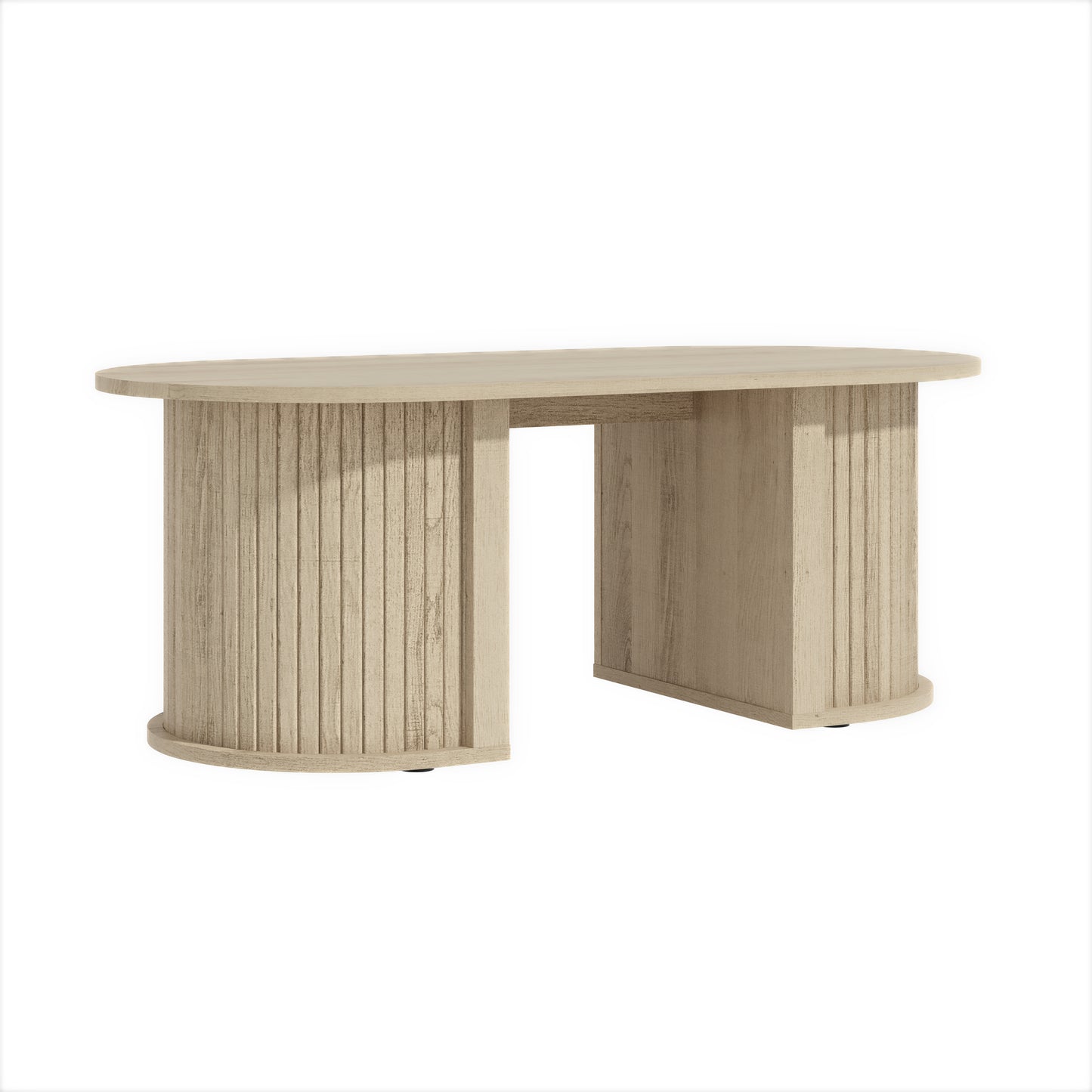 Galano Fluted Oblong Coffee Table with Semi-Round Base 39.2" W × 19.5" D × 14.9" H