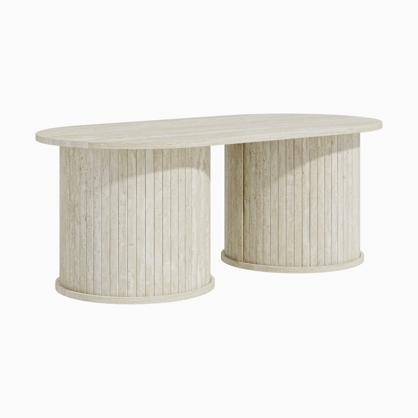Galano Fluted Oblong Coffee Table with Round Base 39.2" W × 19.5" D × 14.9" H
