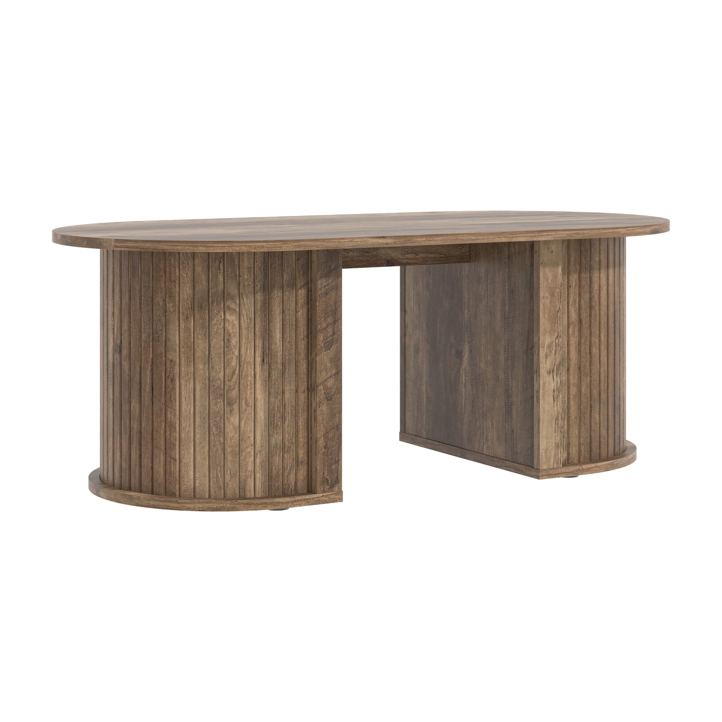 Galano Fluted Oblong Coffee Table with Semi-Round Base 39.2" W × 19.5" D × 14.9" H