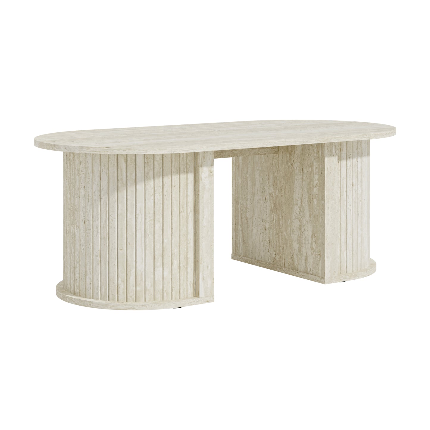 Galano Fluted Oblong Coffee Table with Semi-Round Base 39.2" W × 19.5" D × 14.9" H