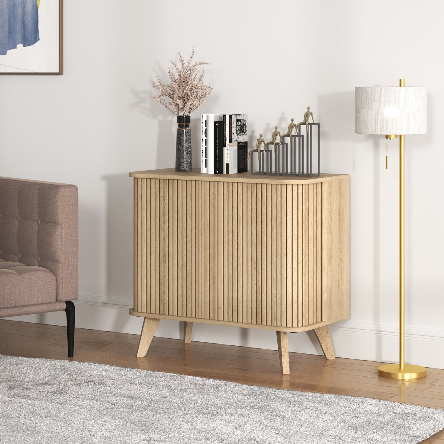 Galano Fluted Door Sideboard Cabinet 27.6" W x 15.6" D x 27.8" H