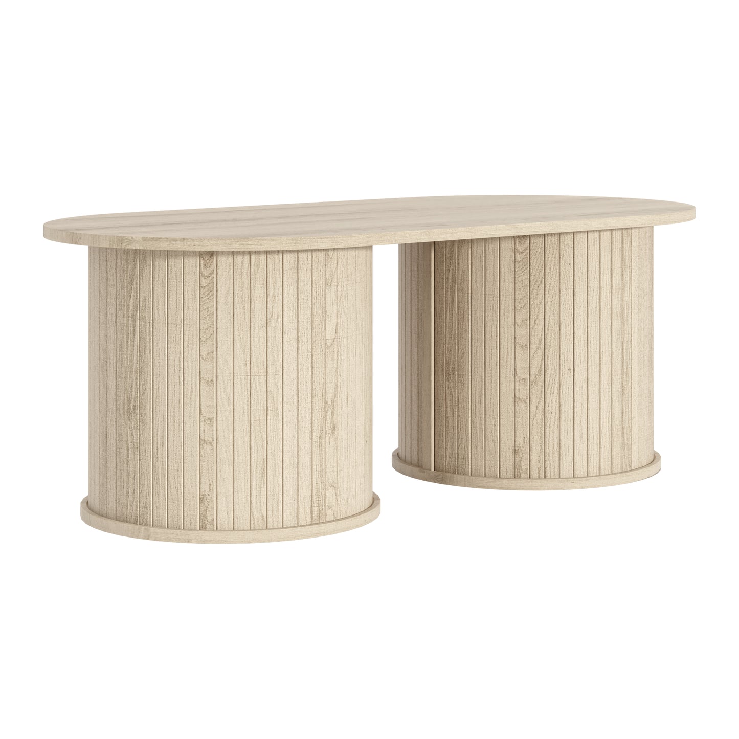 Galano Fluted Oblong Coffee Table with Round Base 39.2" W × 19.5" D × 14.9" H