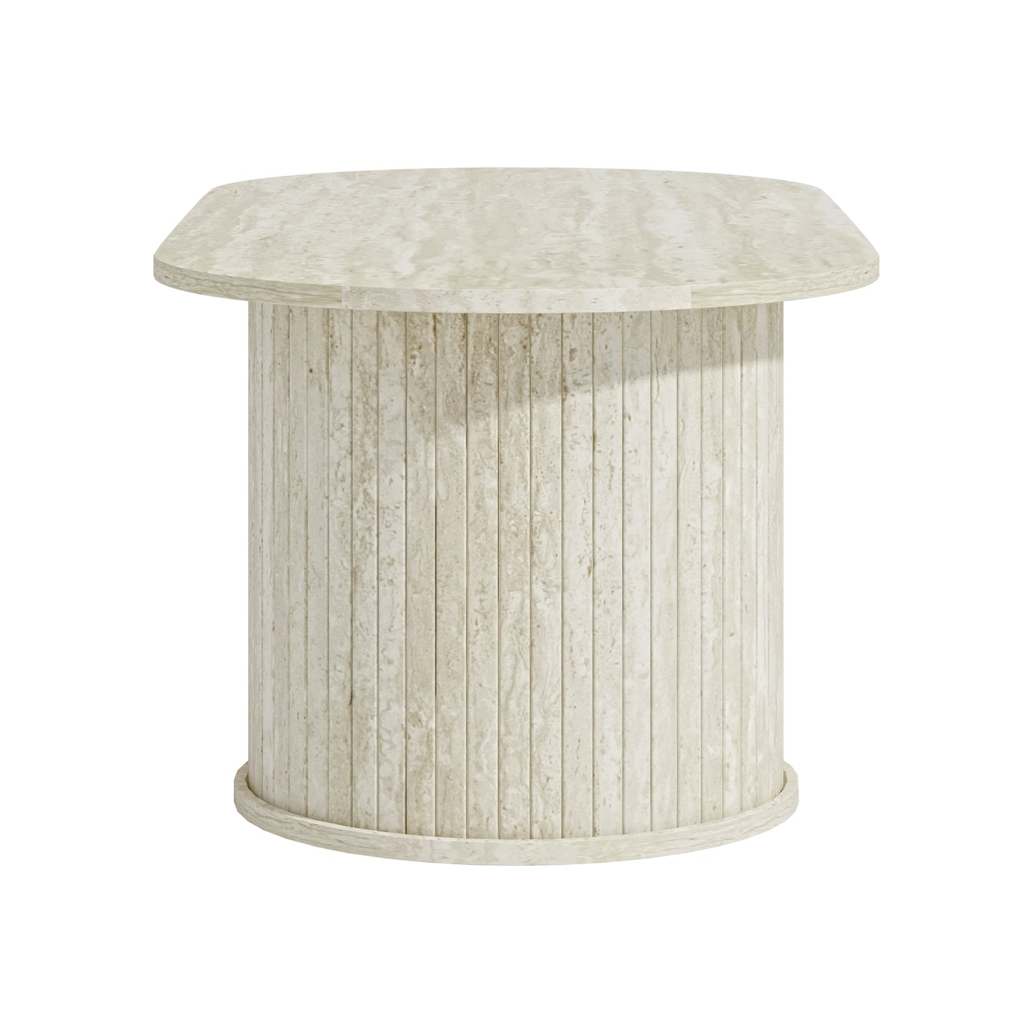 Galano Fluted Oblong Coffee Table with Round Base 39.2" W × 19.5" D × 14.9" H