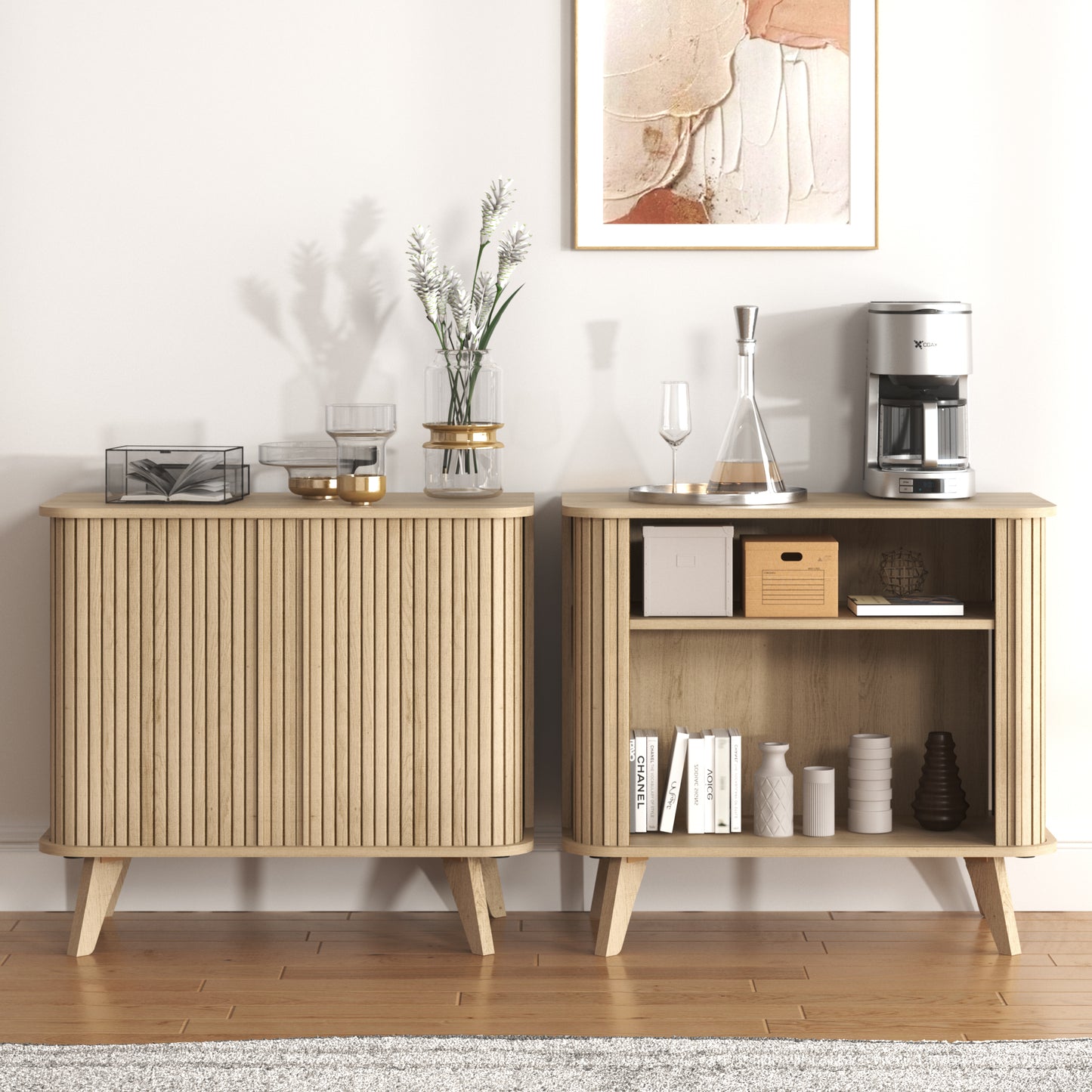 Galano Fluted Door Sideboard Cabinet 27.6" W x 15.6" D x 27.8" H