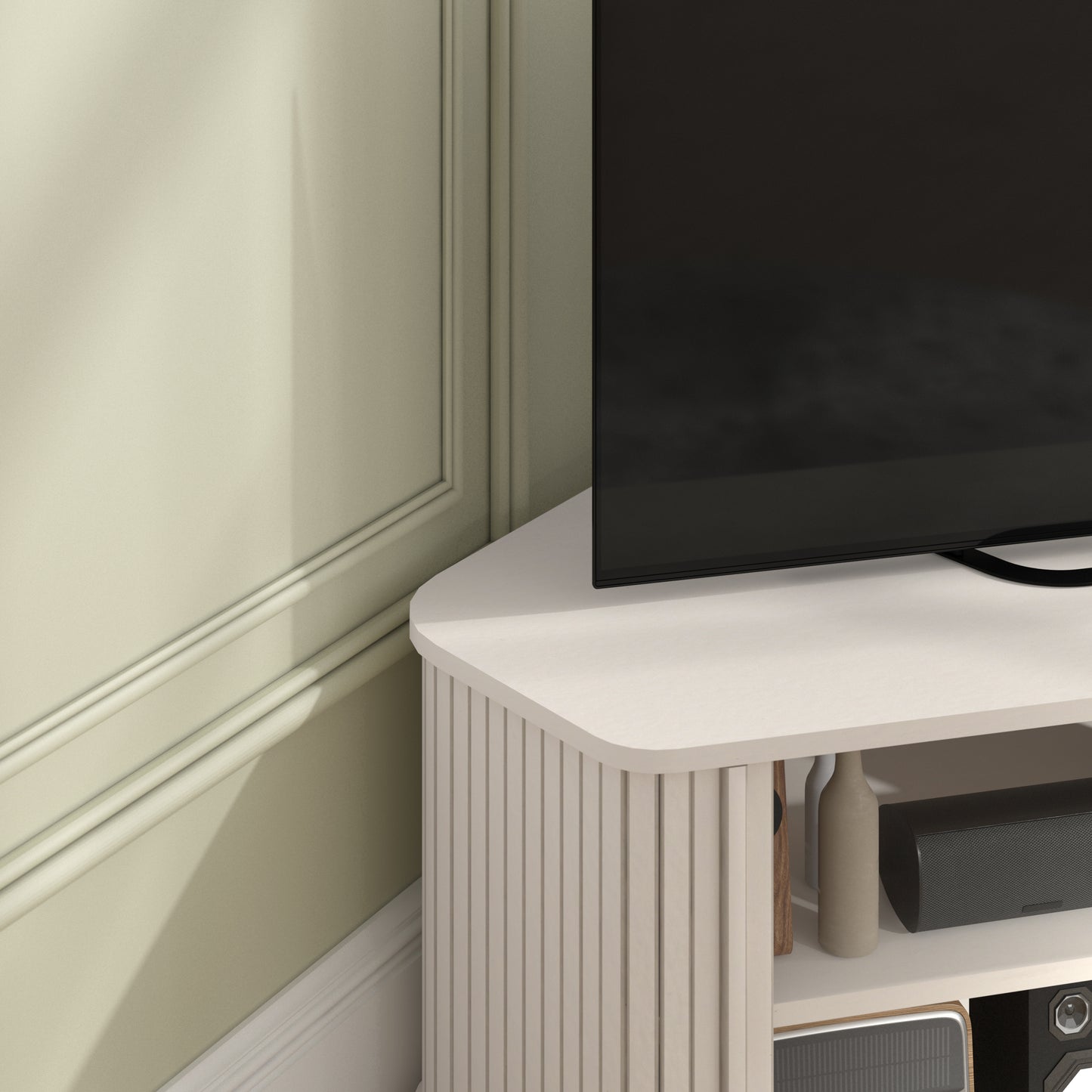 Galano Corner TV Stand with Fluted Doors 43.3" W × 20.0" D × 14.8" H