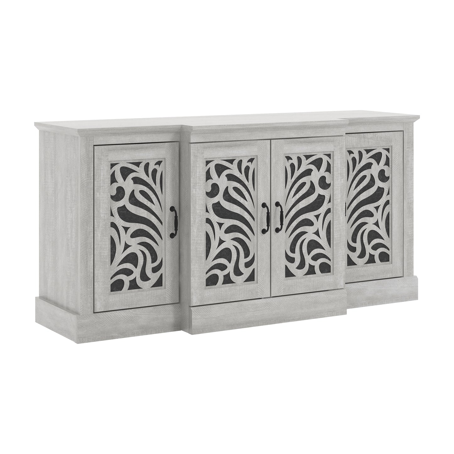 Galano sideboard with traditional cutout doors in gray 60.4" W × 18.2" D × 29.3" H