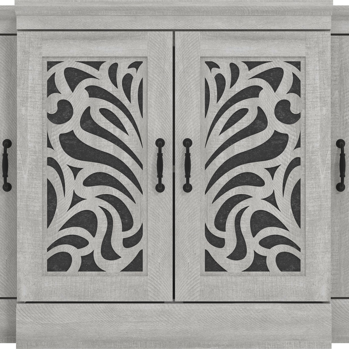 Galano sideboard with traditional cutout doors in gray 60.4" W × 18.2" D × 29.3" H