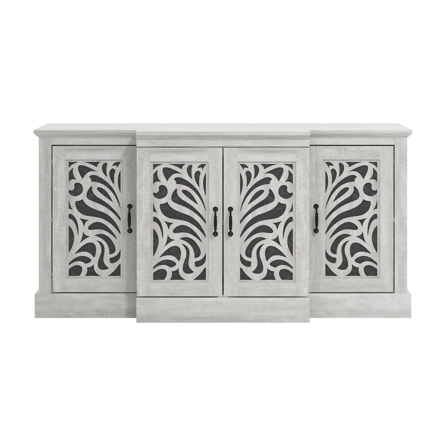 Galano sideboard with traditional cutout doors in gray 60.4" W × 18.2" D × 29.3" H