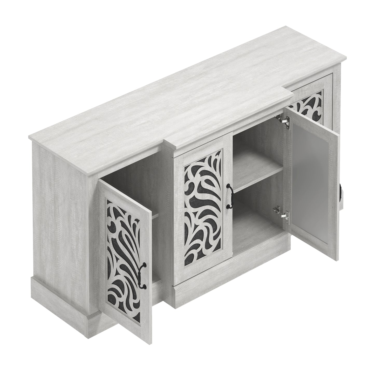 Galano sideboard with traditional cutout doors in gray 60.4" W × 18.2" D × 29.3" H