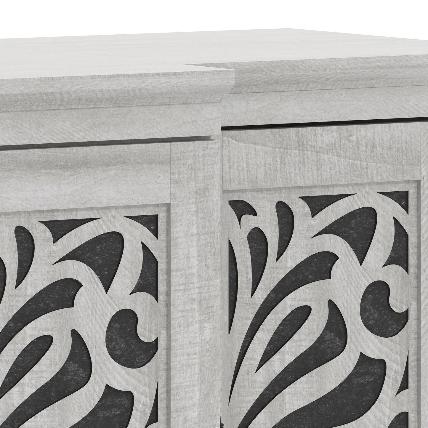 Galano sideboard with traditional cutout doors in gray 60.4" W × 18.2" D × 29.3" H