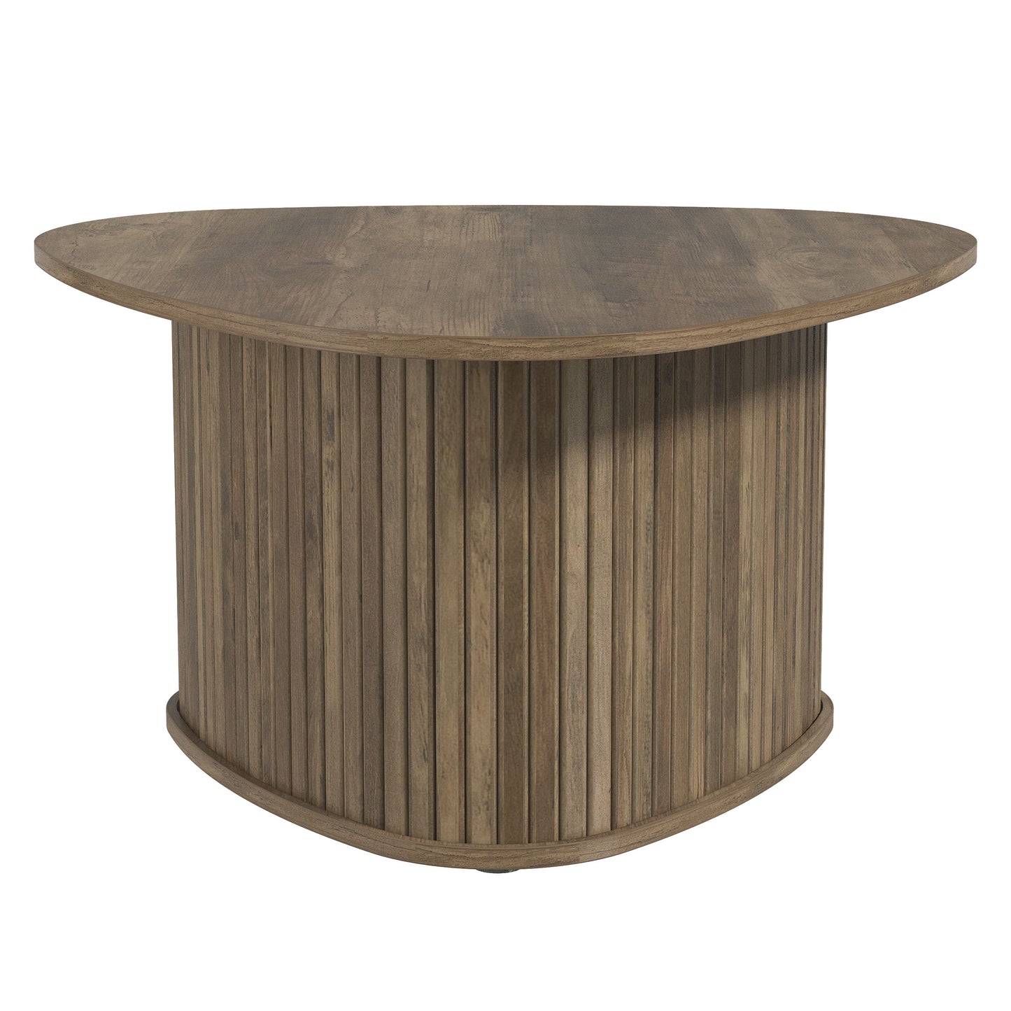 Galano Triangle Coffee Table with Fluted Pedestal Base 26.7" W × 27.6" D × 14.9" H