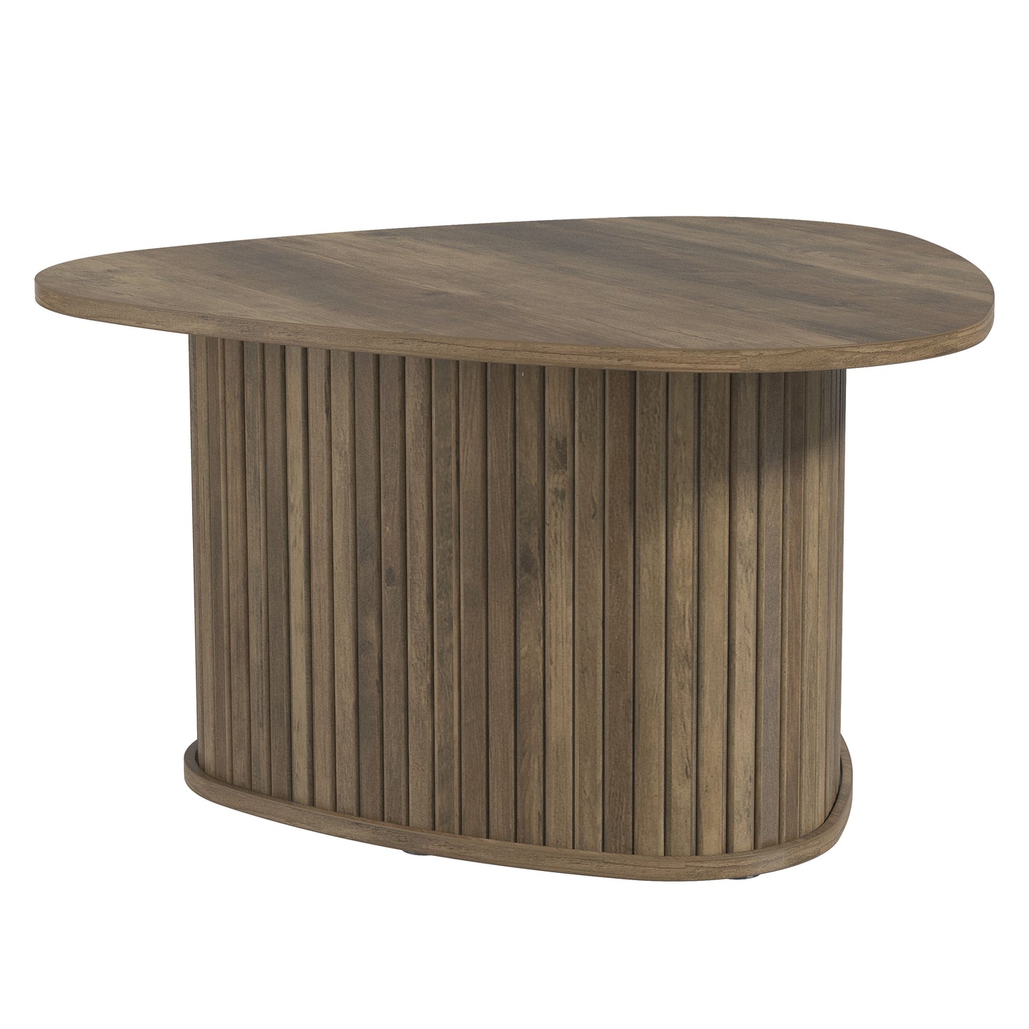 Galano Triangle Coffee Table with Fluted Pedestal Base 26.7" W × 27.6" D × 14.9" H