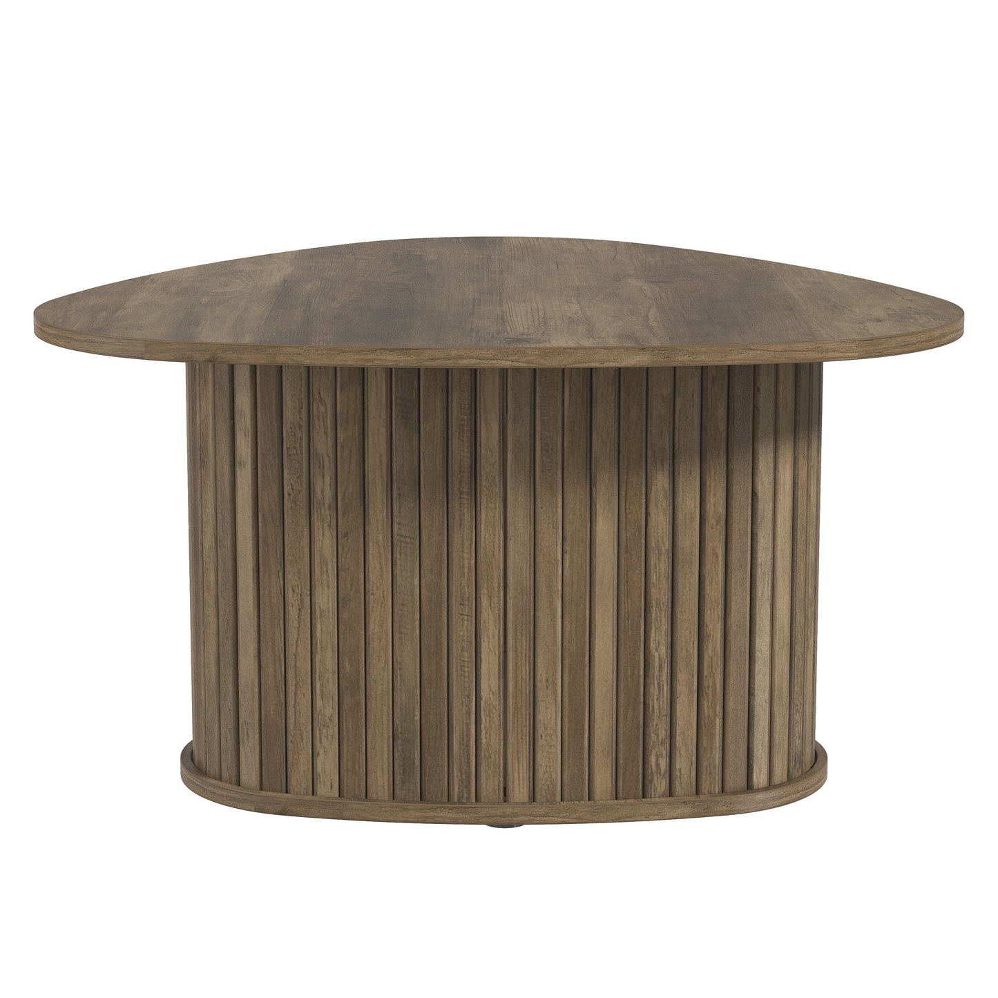 Galano Triangle Coffee Table with Fluted Pedestal Base 26.7" W × 27.6" D × 14.9" H