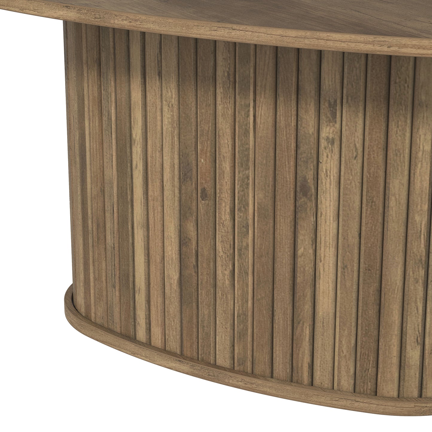 Galano Triangle Coffee Table with Fluted Pedestal Base 26.7" W × 27.6" D × 14.9" H
