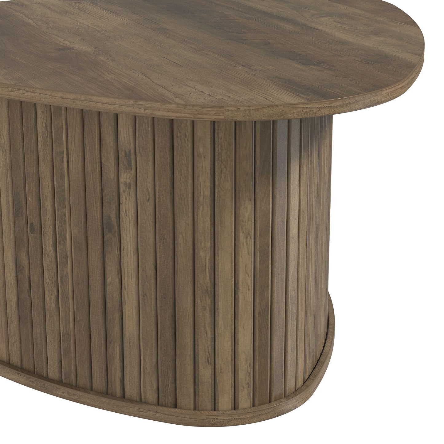 Galano Triangle Coffee Table with Fluted Pedestal Base 26.7" W × 27.6" D × 14.9" H
