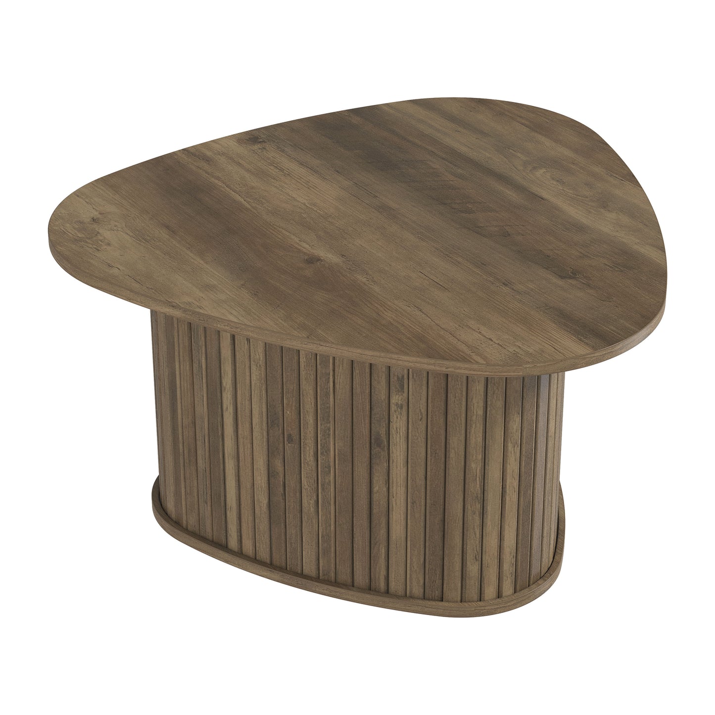 Galano Triangle Coffee Table with Fluted Pedestal Base 26.7" W × 27.6" D × 14.9" H