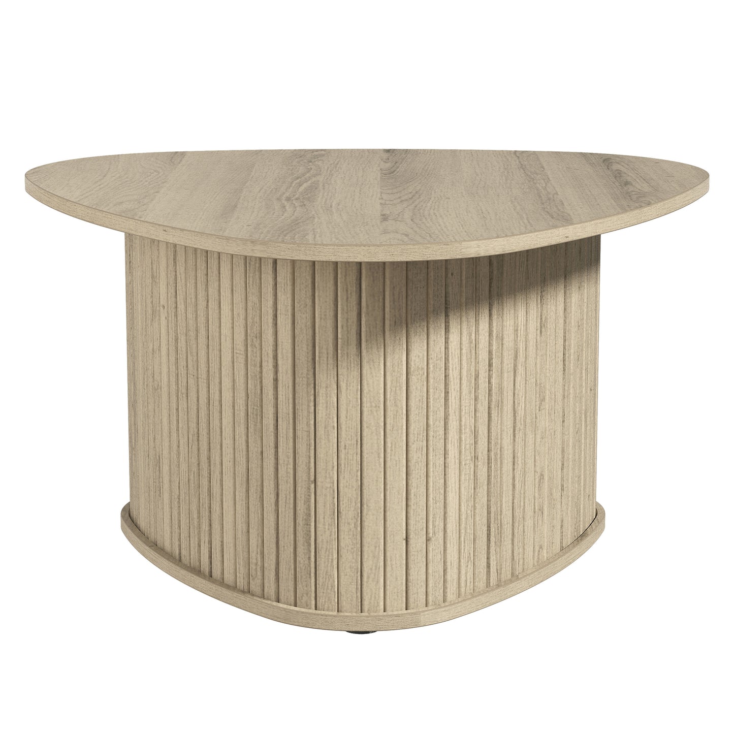 Galano Triangle Coffee Table with Fluted Pedestal Base 26.7" W × 27.6" D × 14.9" H