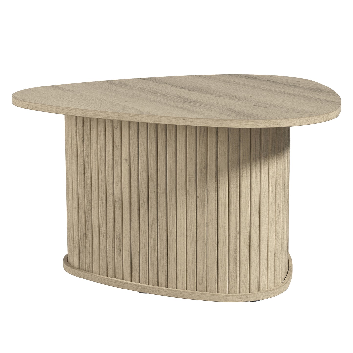 Galano Triangle Coffee Table with Fluted Pedestal Base 26.7" W × 27.6" D × 14.9" H