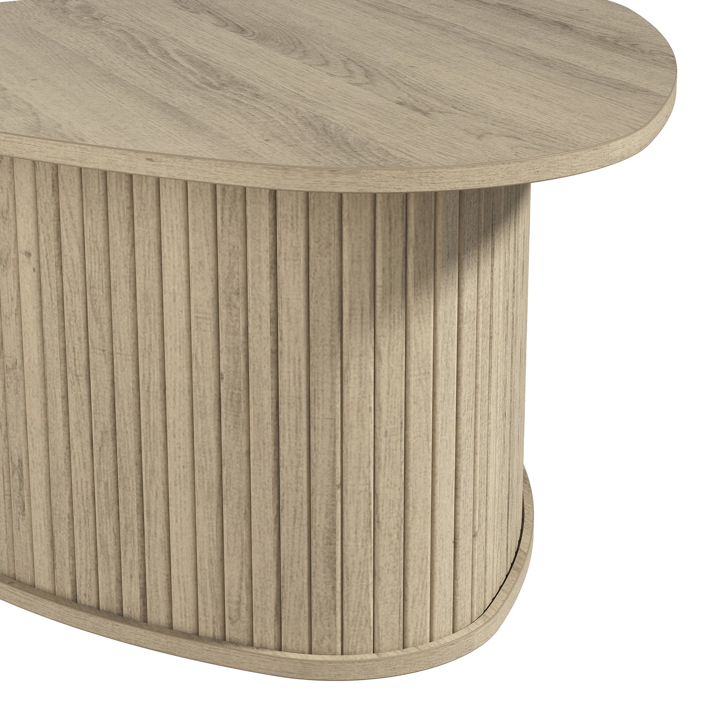 Galano Triangle Coffee Table with Fluted Pedestal Base 26.7" W × 27.6" D × 14.9" H