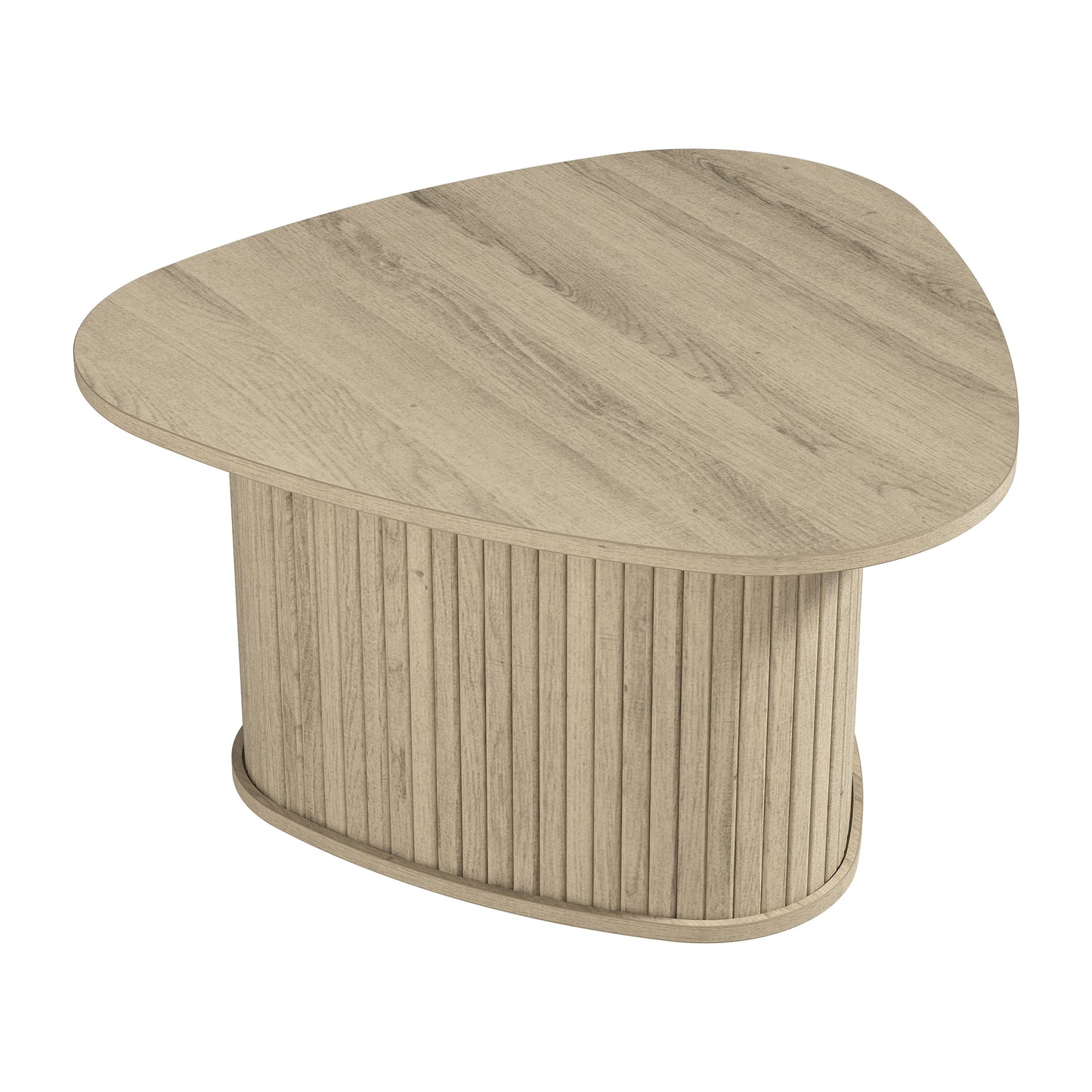 Galano Triangle Coffee Table with Fluted Pedestal Base 26.7" W × 27.6" D × 14.9" H