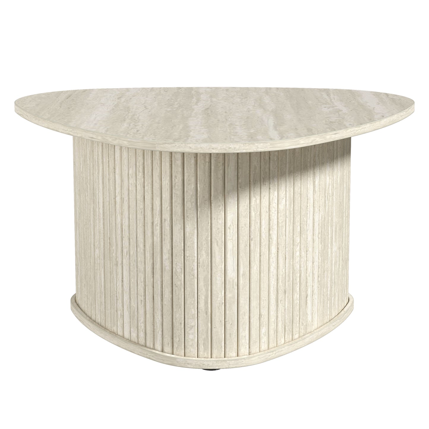 Galano Triangle Coffee Table with Fluted Pedestal Base 26.7" W × 27.6" D × 14.9" H