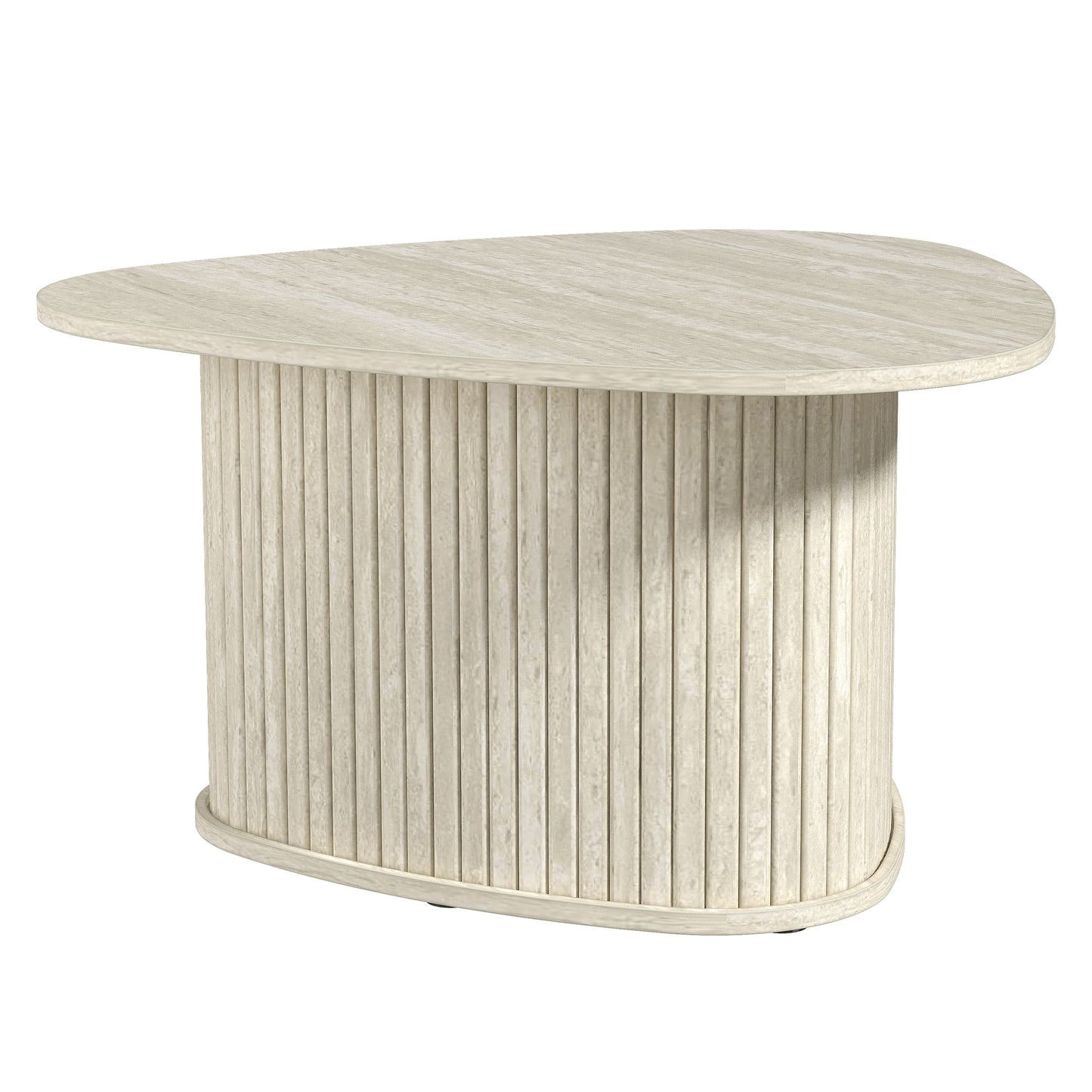 Galano Triangle Coffee Table with Fluted Pedestal Base 26.7" W × 27.6" D × 14.9" H