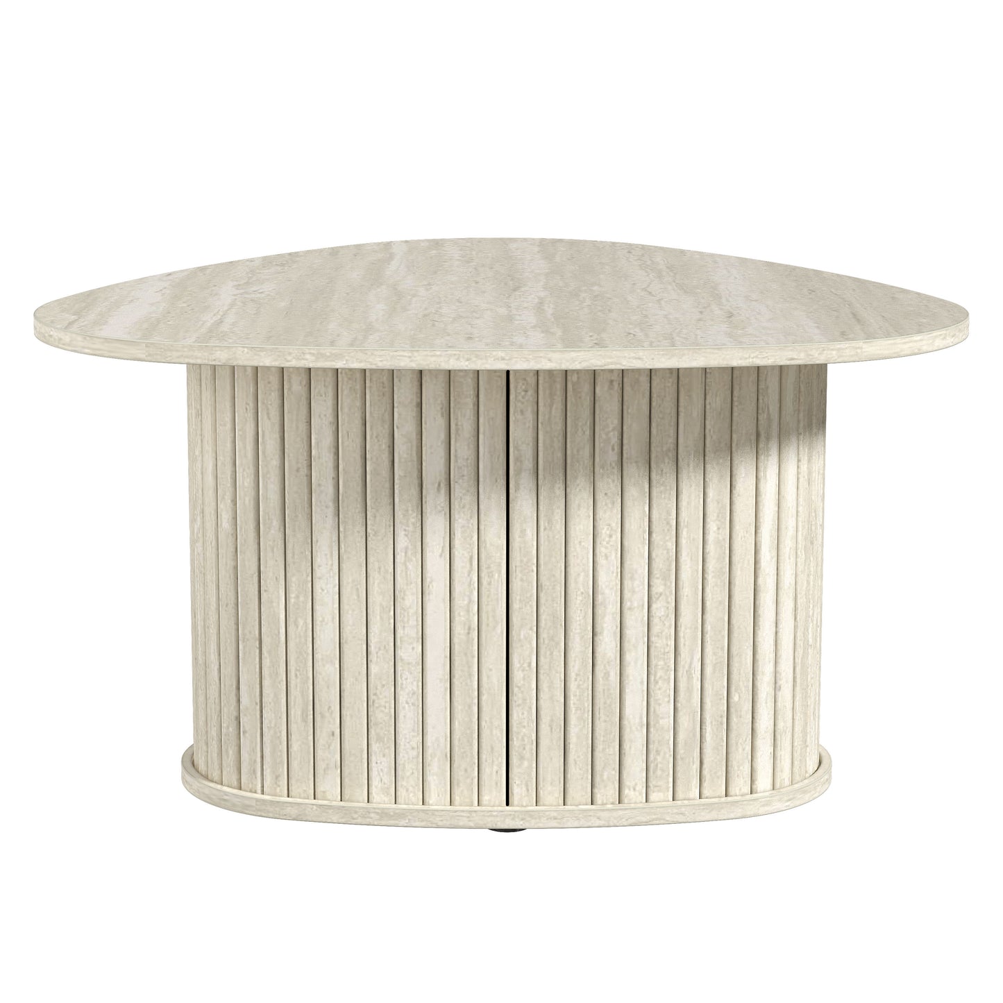 Galano Triangle Coffee Table with Fluted Pedestal Base 26.7" W × 27.6" D × 14.9" H