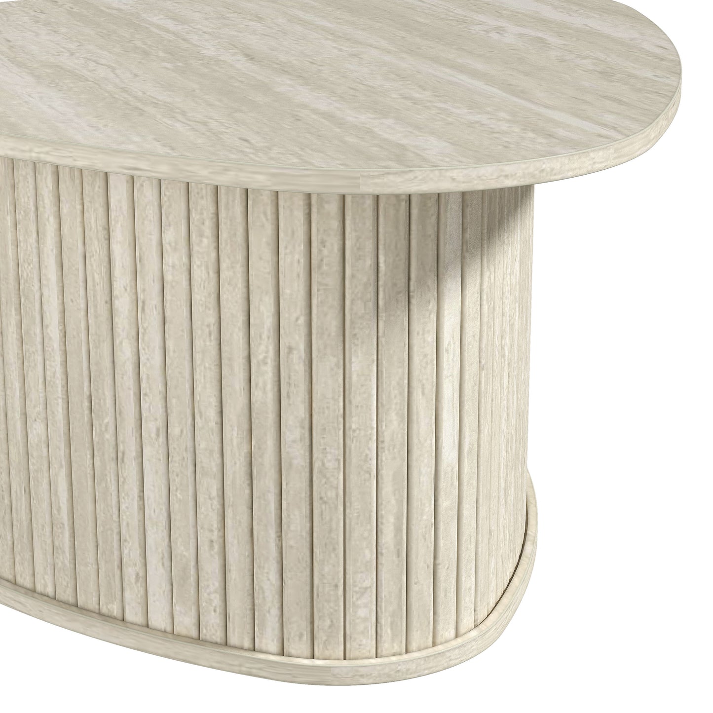 Galano Triangle Coffee Table with Fluted Pedestal Base 26.7" W × 27.6" D × 14.9" H