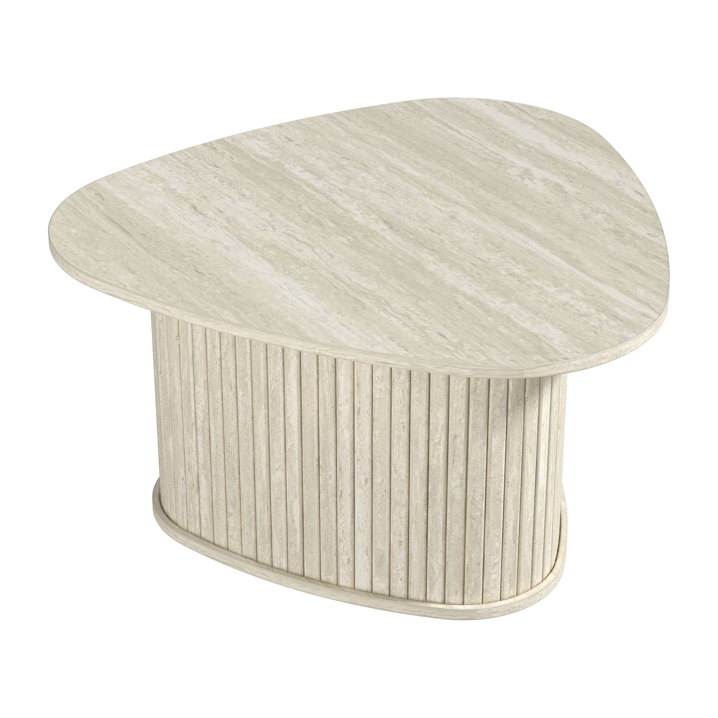 Galano Triangle Coffee Table with Fluted Pedestal Base 26.7" W × 27.6" D × 14.9" H